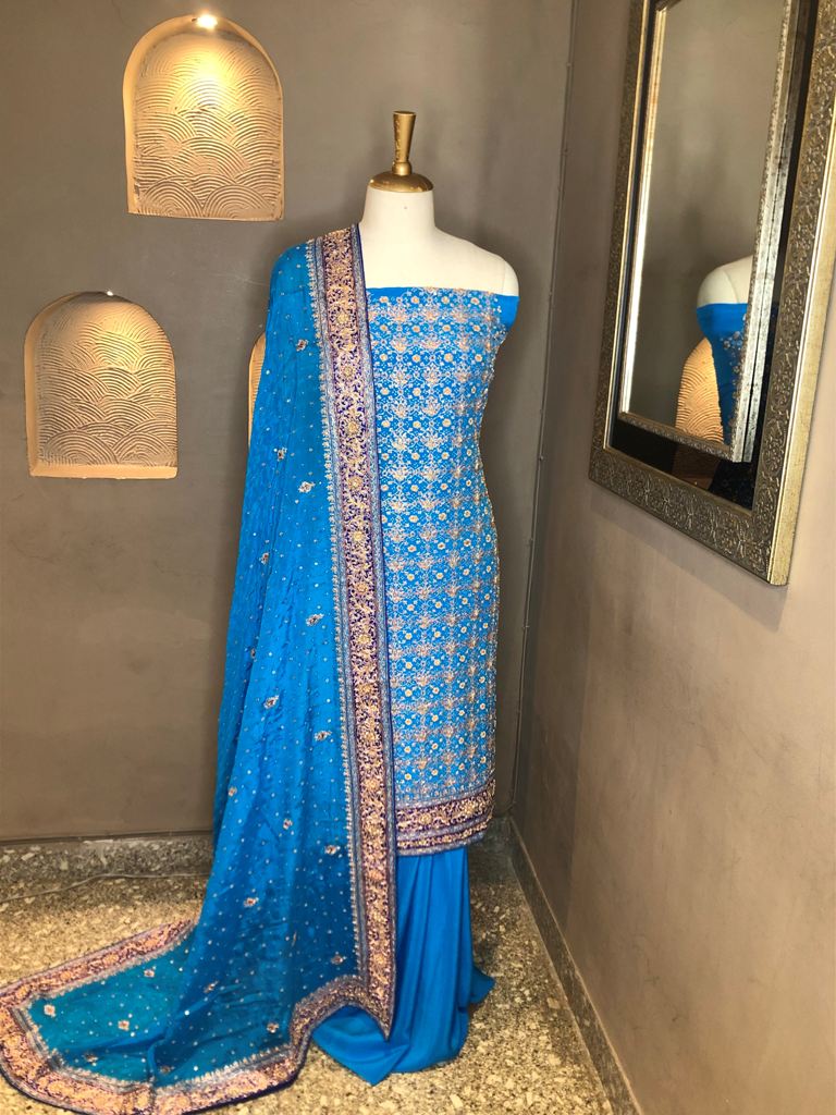 Crepe Embroidered Unstitch Suit