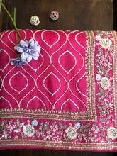 Load image into Gallery viewer, Organza Hot Pink  Saree
